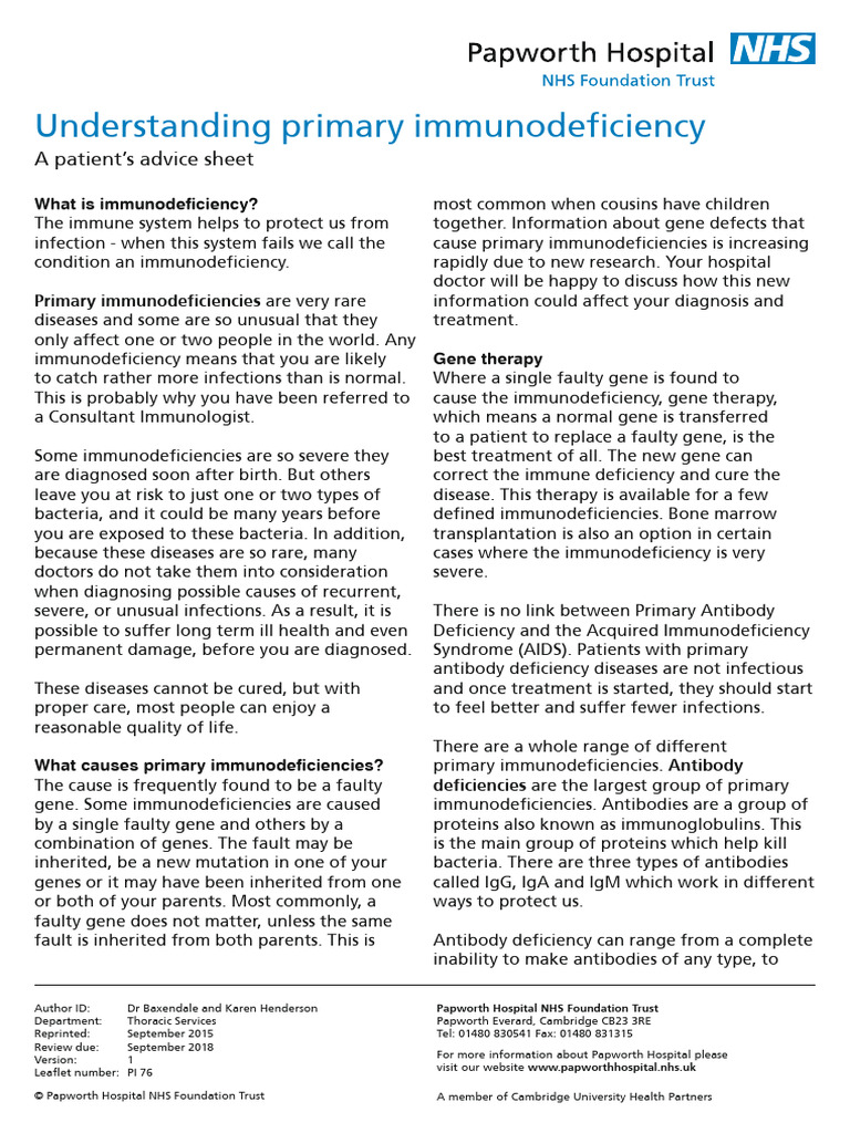 PI 76 Understanding Primary Immunodeficiency Review 2015 | PDF ...