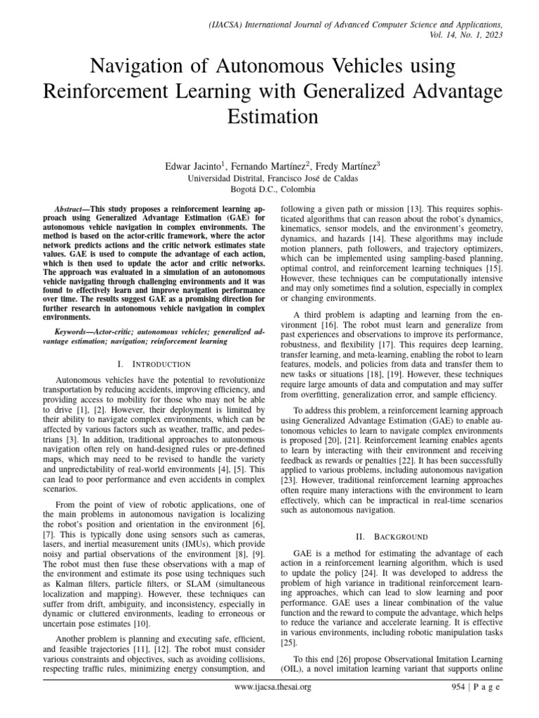 GAE for Autonomous Vehicle Navigation | PDF | Applied Mathematics