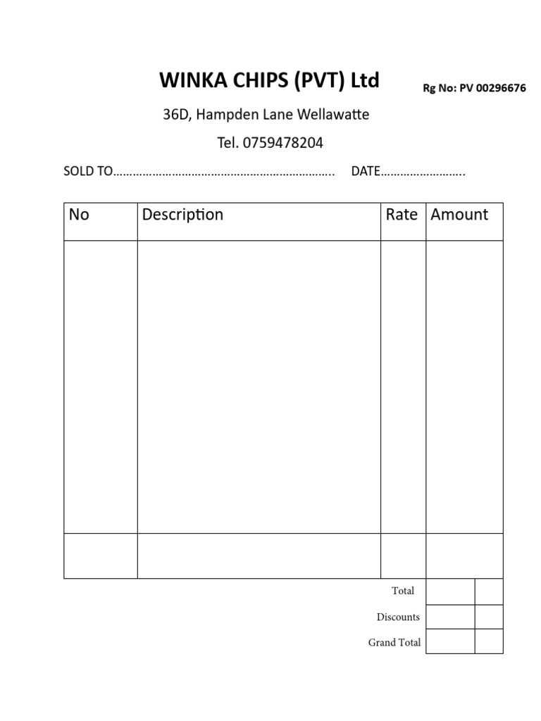 Winka Chips Invoice Template | PDF