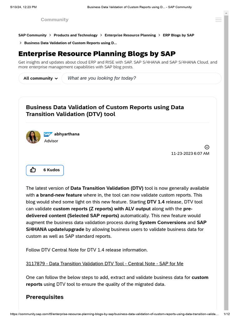 DTV Tool - Business Data Validation | PDF | Enterprise Resource ...