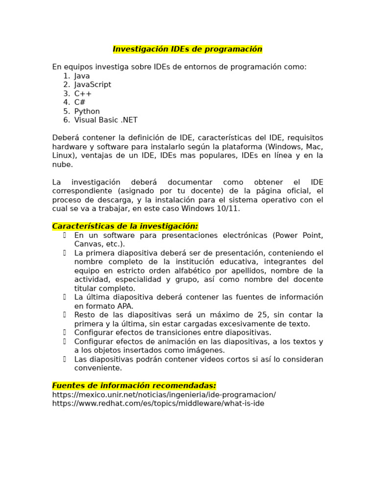 Guía de IDEs para Programación | PDF