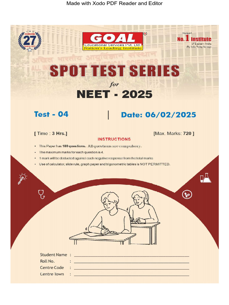 NEET 2025 Physics Spot Test 04 | PDF | Atomic Nucleus | Photoelectric ...