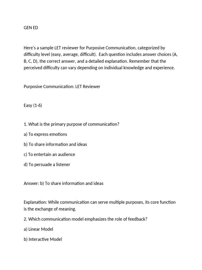 LET Reviewer for Purposive Communication | PDF | Mathematics ...