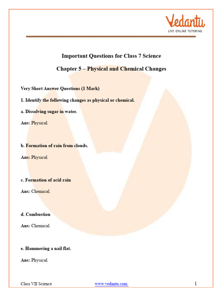 Class 7 Science: Physical & Chemical Changes | PDF | Rust | Iron