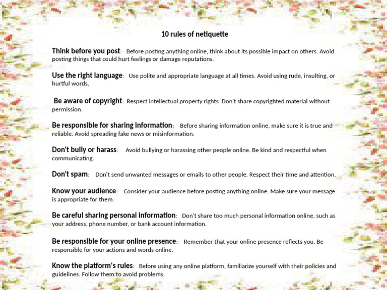 Essential Netiquette Rules Online | PDF