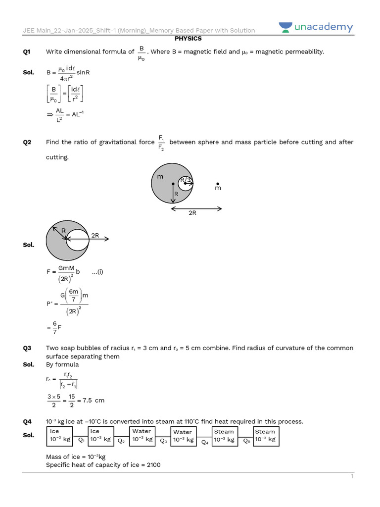 JEE Main 2025 Physics Memory-Based Solutions | PDF | Atoms | Ion