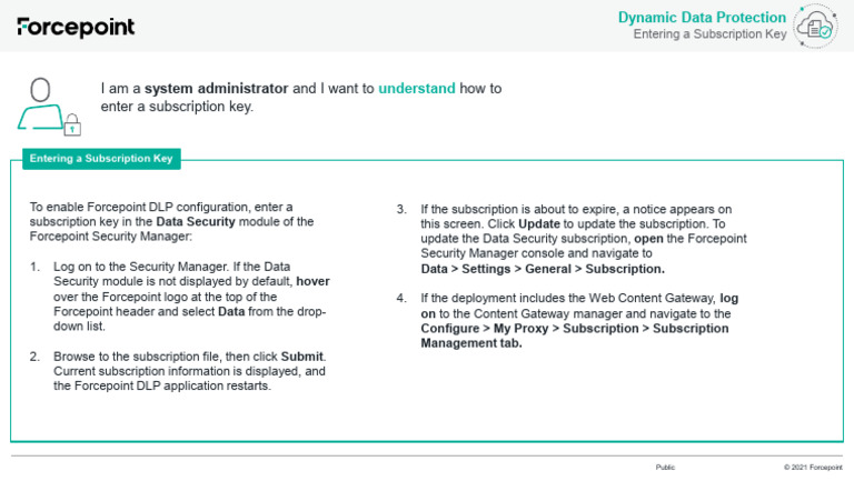 Forcepoint DLP Subscription Key Guide | PDF