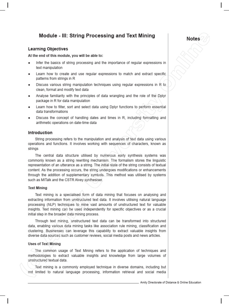 String Processing & Text Mining in R | PDF | Regular Expression ...