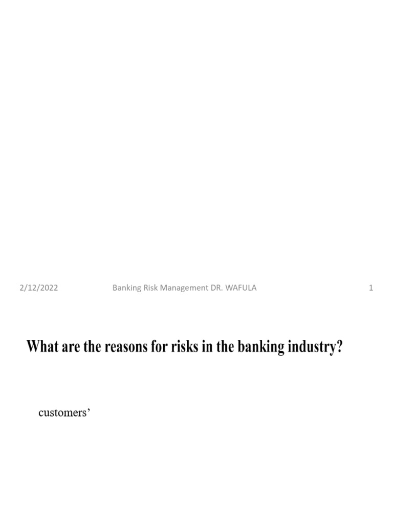 Risk Management in Banks - Today 13.2.2022 | PDF | Financial Risk ...