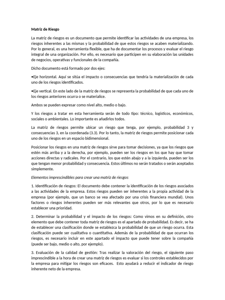Guía para Crear una Matriz de Riesgos | PDF | Riesgo | Matriz (Matemáticas)
