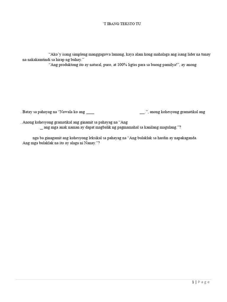 0 Q3 Filipino 11 Review Materials | PDF