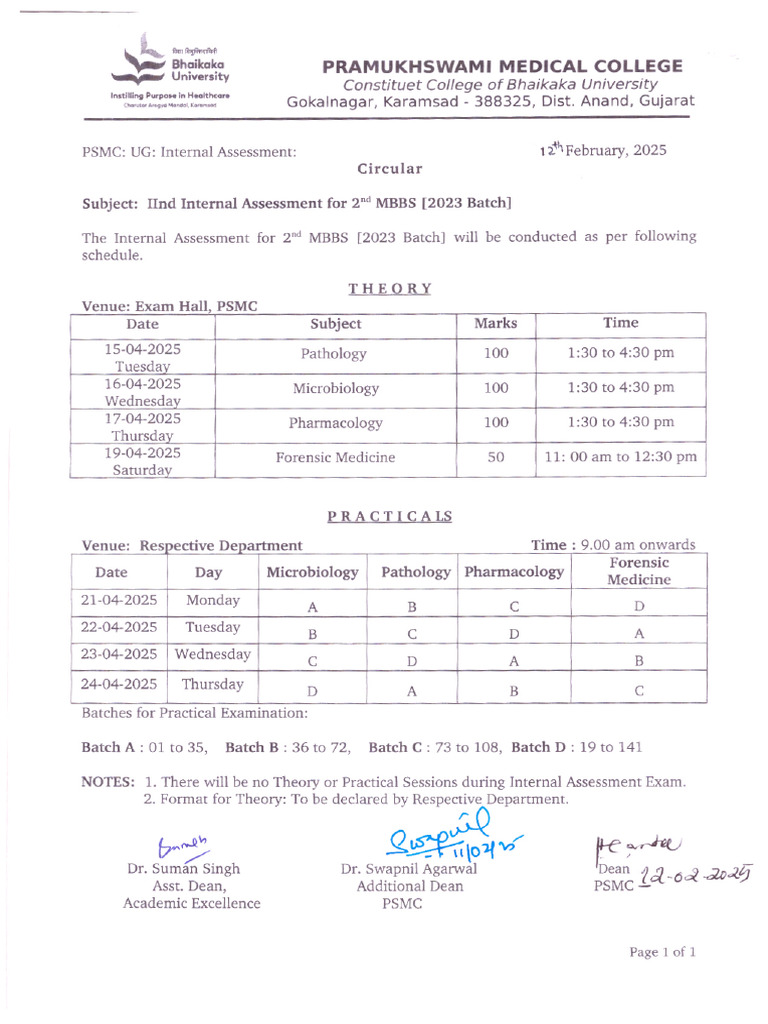 Second Internal Assessment - II MBBS - 2023 | PDF