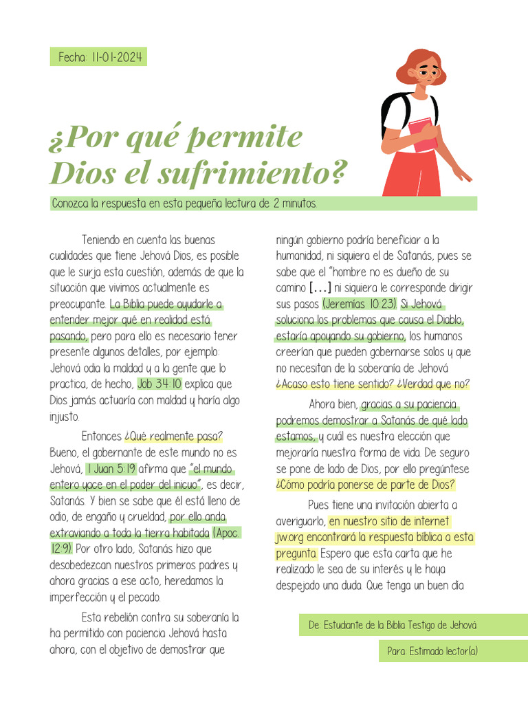 Entendiendo el sufrimiento según la Biblia | PDF