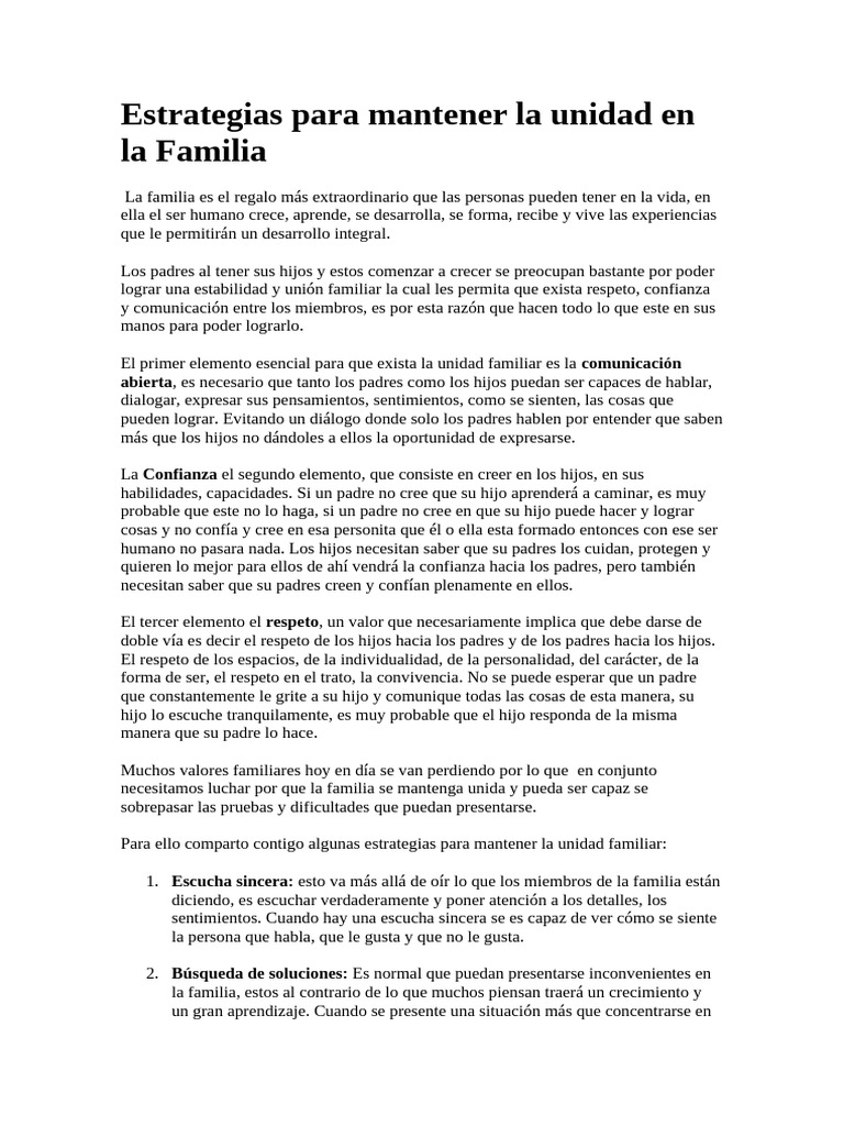 Estrategias para la unidad familiar | PDF