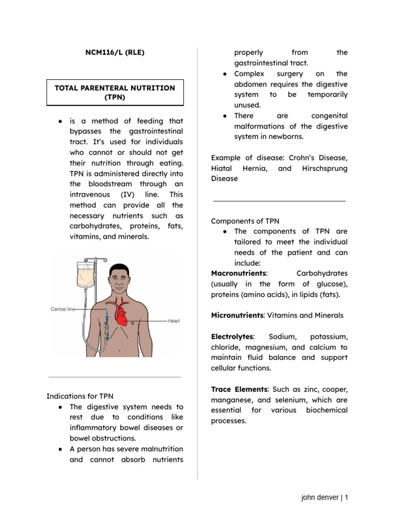 Total Parenteral Nutrition Overview | PDF | Constipation | Clinical ...