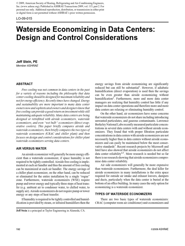 Waterside Economizers for Data Centers | PDF | Heat Exchanger | Data Center