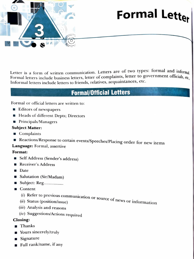 Formal Letter Notes | PDF | Inclusion (Education) | Information