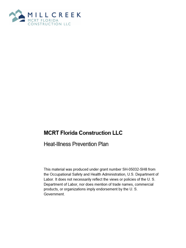 Florida Heat-Illness Prevention Plan | PDF | Hyperthermia | Heat Transfer