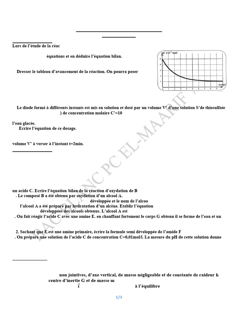 Bac Blanc PC 7C | PDF | Grandeur physique | Chimie