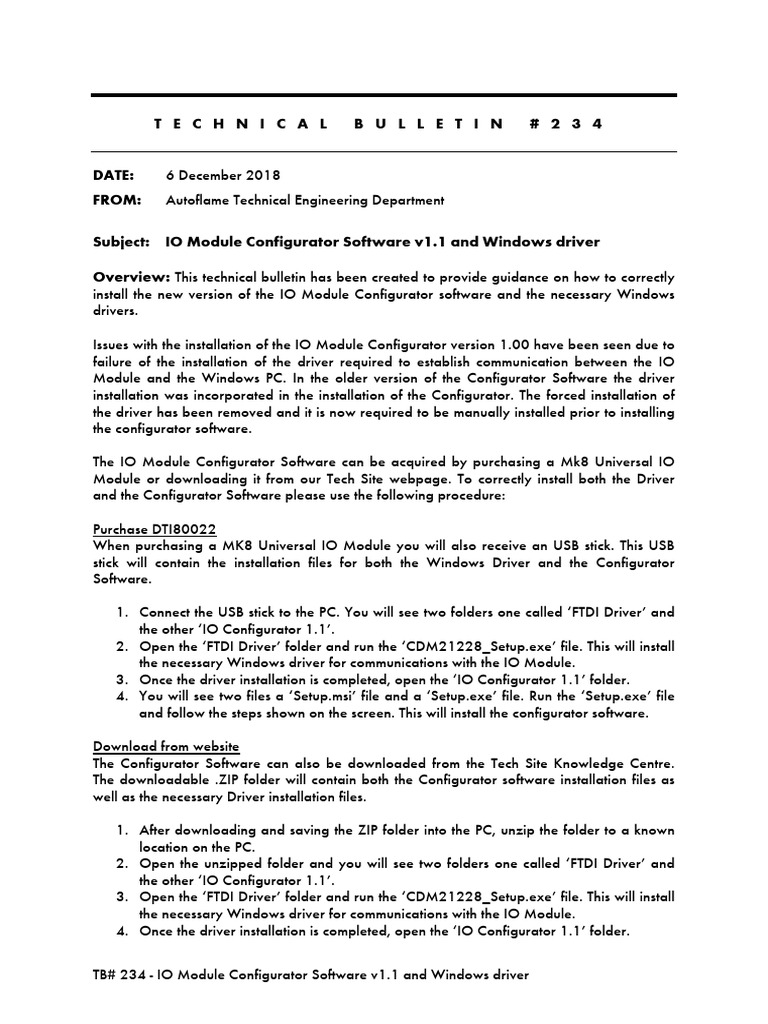Technical Bulletin 234 - IO Module Configurator Software v1.1 and ...