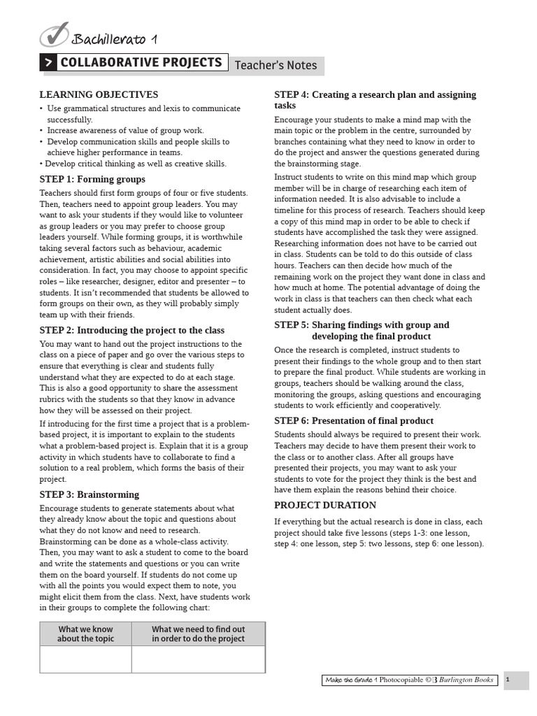 04MakeTheGrade1 Collaborative Projects Notes For Teachers | PDF ...