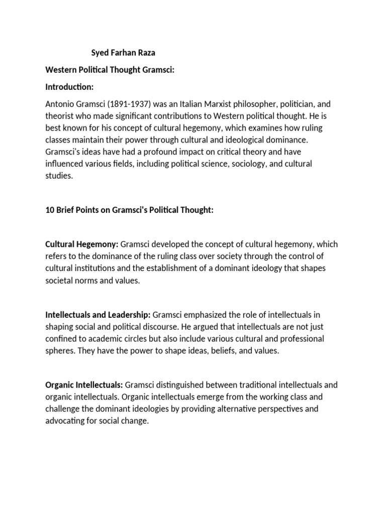 Gramsci's Impact on Political Thought | PDF | Antonio Gramsci | Liberal ...