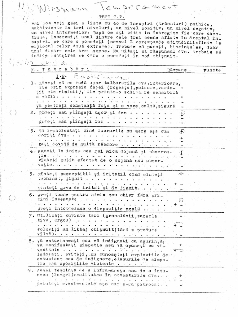 Test Temperamental - TT | PDF