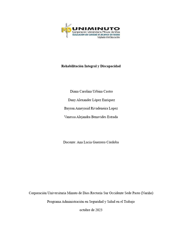 Rehabilitación y Discapacidad Laboral | PDF | Derecho laboral | Invalidez