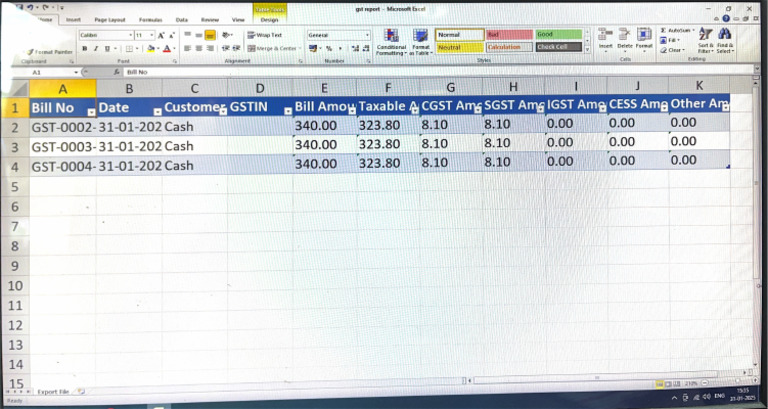 Bill Wise GST Report Sample | PDF