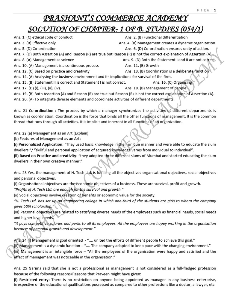 BS-Solution of Final Test Chapter - 1 | PDF | Goal | Slum