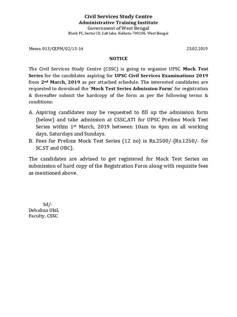 UPSC Mock Test Series 2019 Registration | PDF | Standardized Tests | Tests