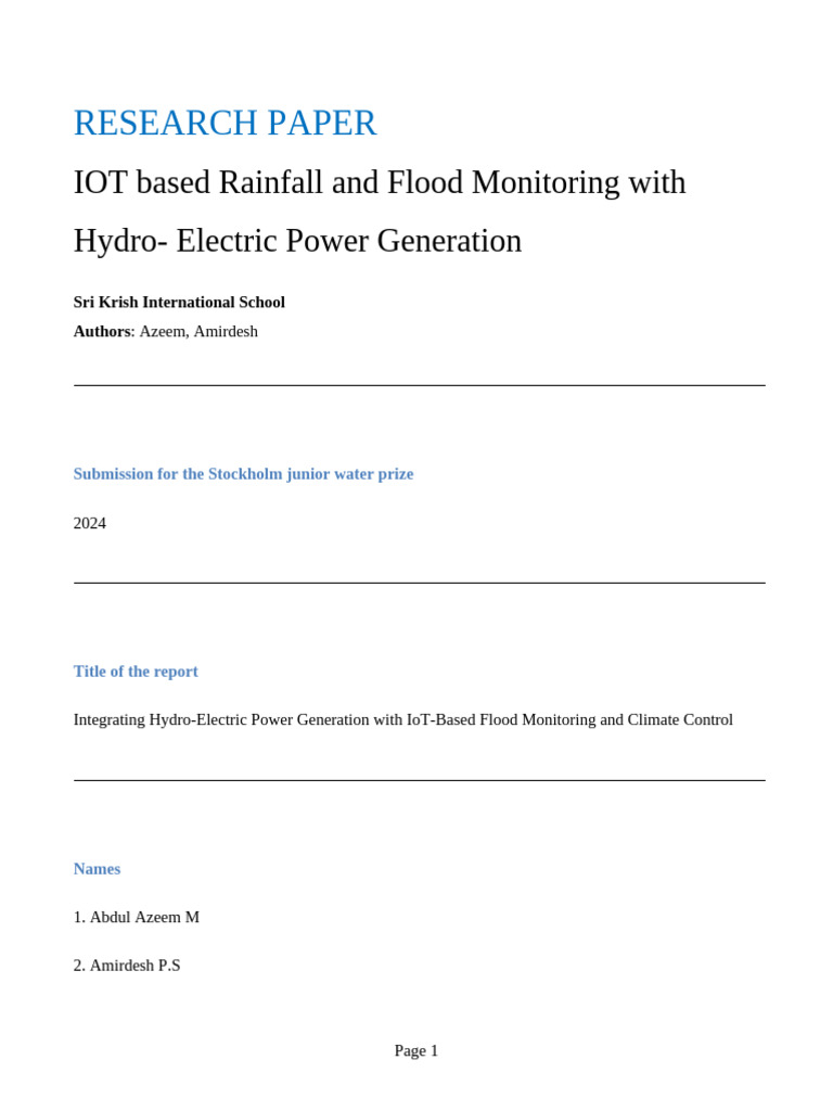 IoT Flood Monitoring & Hydro Power System | PDF | Flood | Internet Of ...