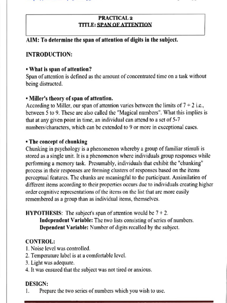 Span of Attention Experiment Report | PDF | Attention | Psychology - Measuring Attention Span With Self-Report Measures Online