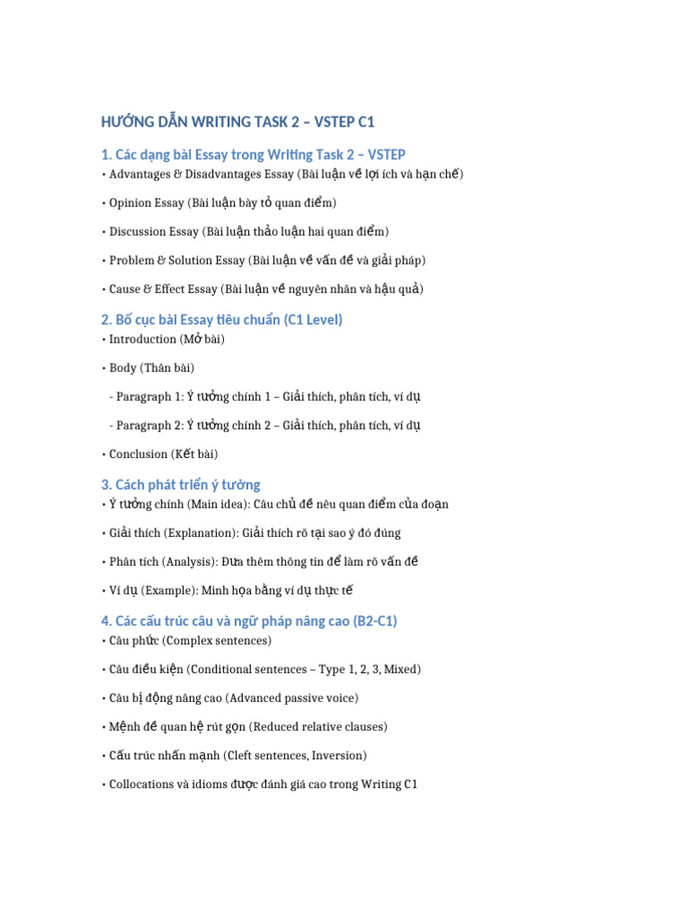 VSTEP C1 Writing Guide | PDF