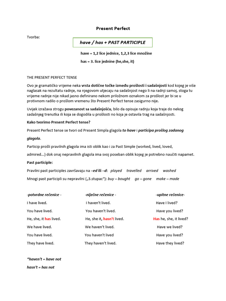 Present Perfect | PDF