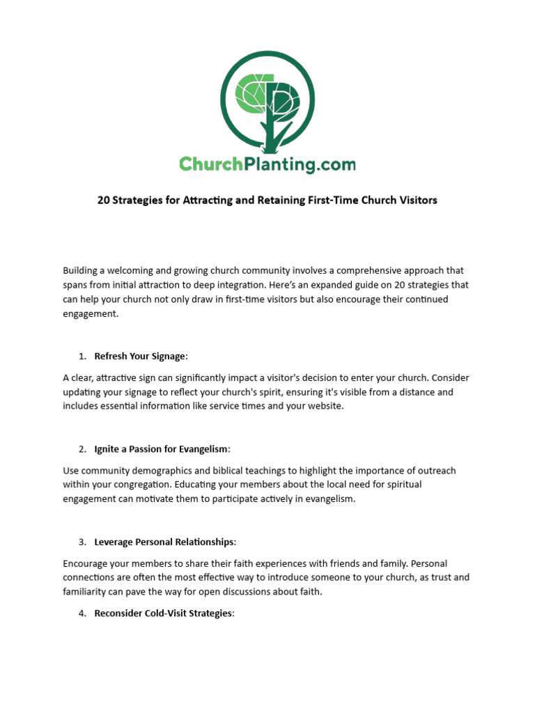 20 Strategies For Attracting and Retaining First.01 | PDF | Prayer ...