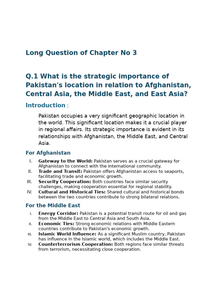 Strategic Importance of Pakistan's Location | PDF | Pakistan | Central Asia