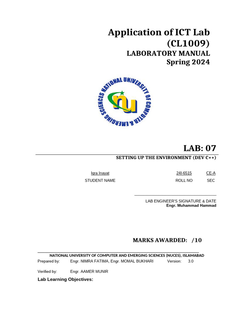 ICTLab07 SettingUpTheEnvironment | PDF | Computer File | C++