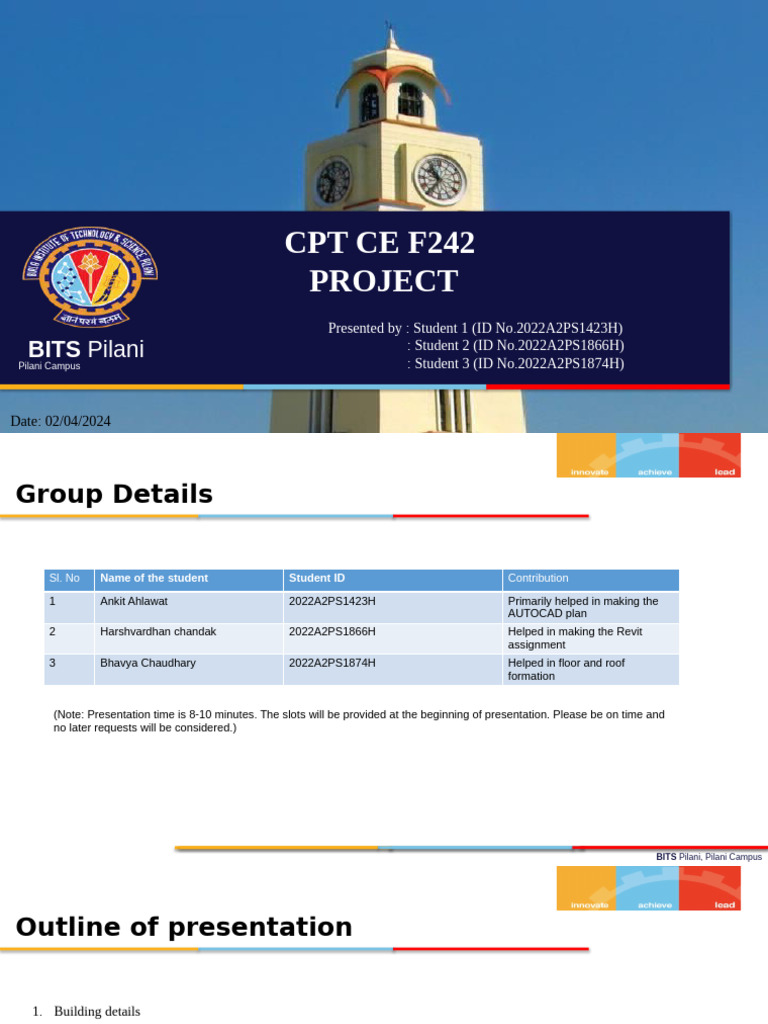 BITS Pilani Project: AutoCAD & Revit Model | PDF