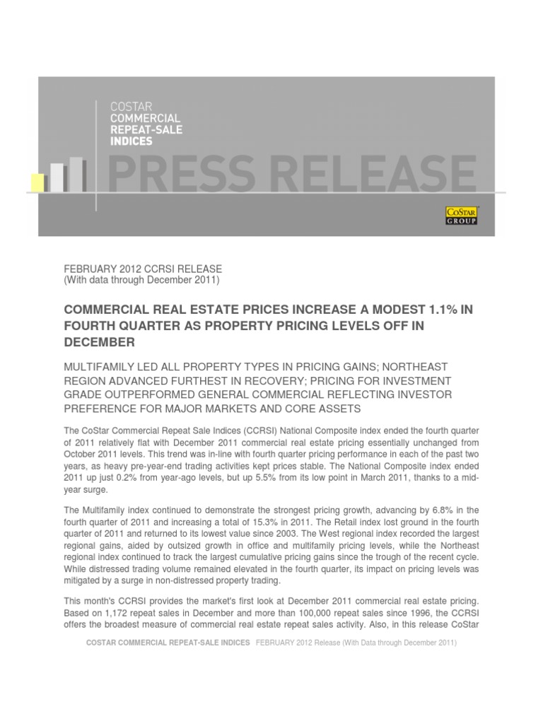 Commercial Real Estate Prices Increase A Modest 1.1% in Fourth Quarter ...