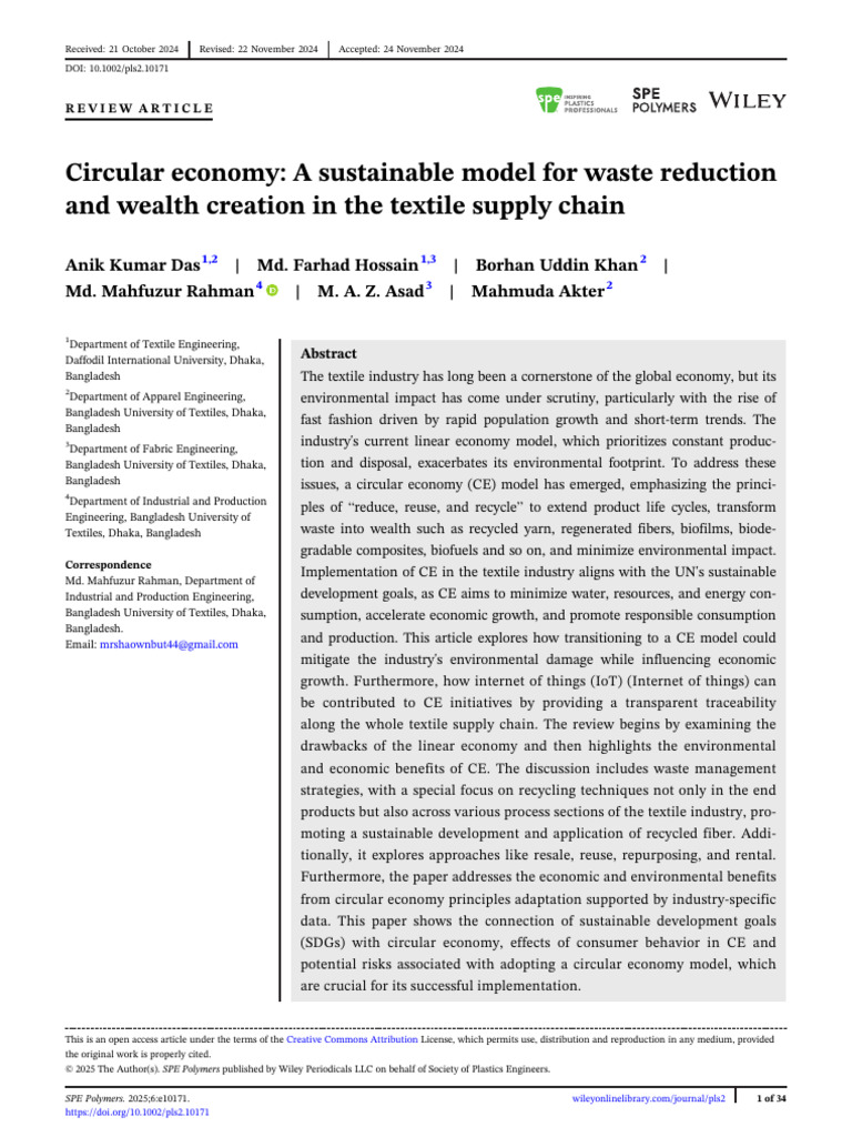 Circular Economy in Textile Industry | PDF | Textiles | Recycling