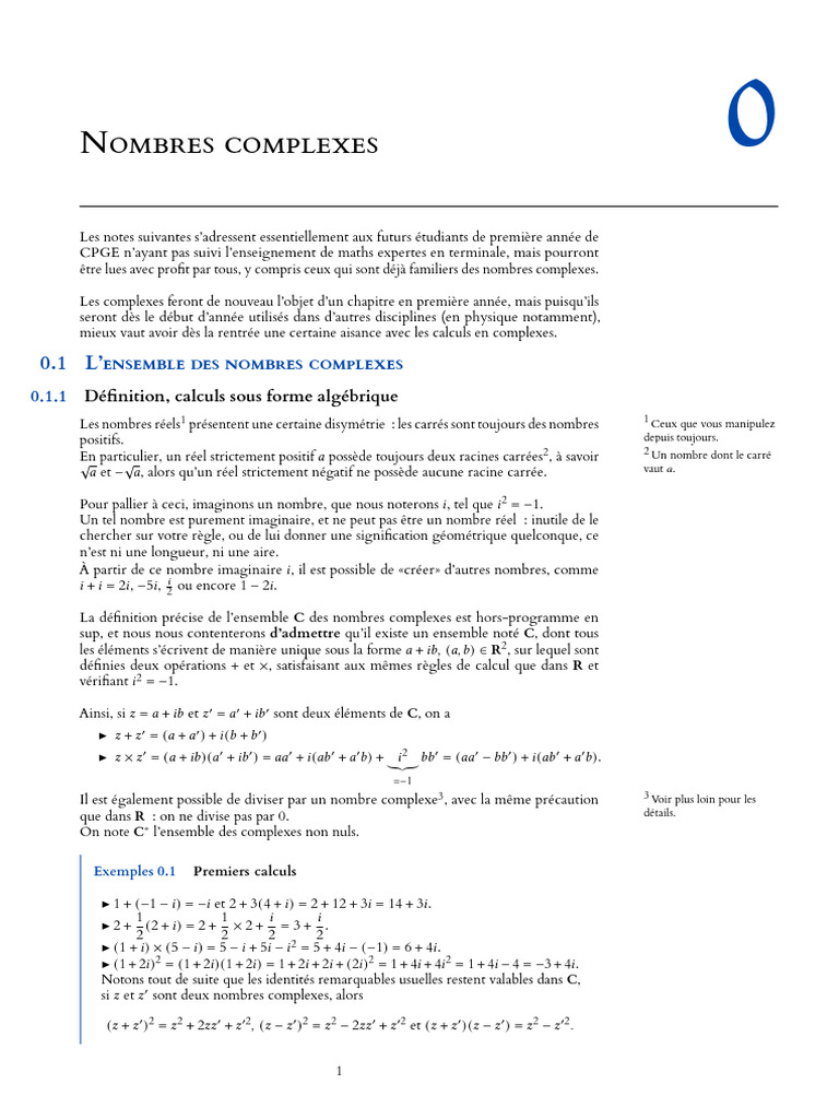 Introduction aux Nombres Complexes | PDF | Nombre complexe | Racine carrée