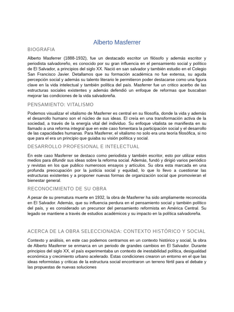 Alberto Masferrer | PDF | El Salvador | Pensamiento