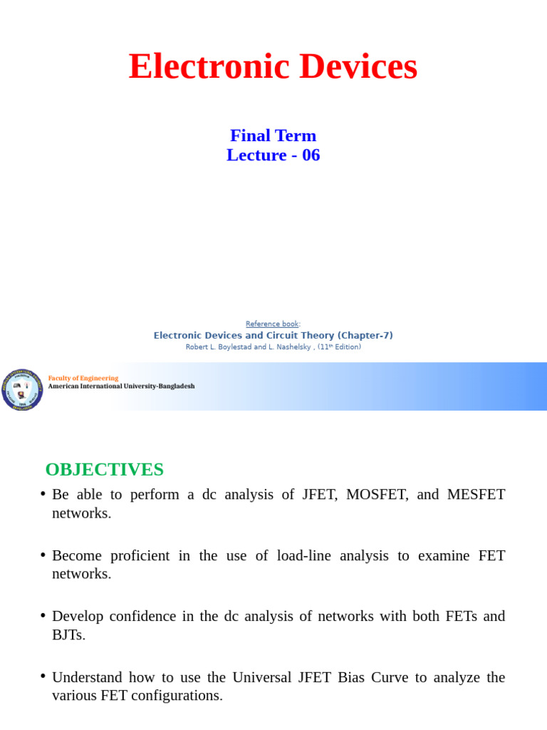 FET DC Analysis and Biasing Techniques | PDF | Field Effect Transistor ...