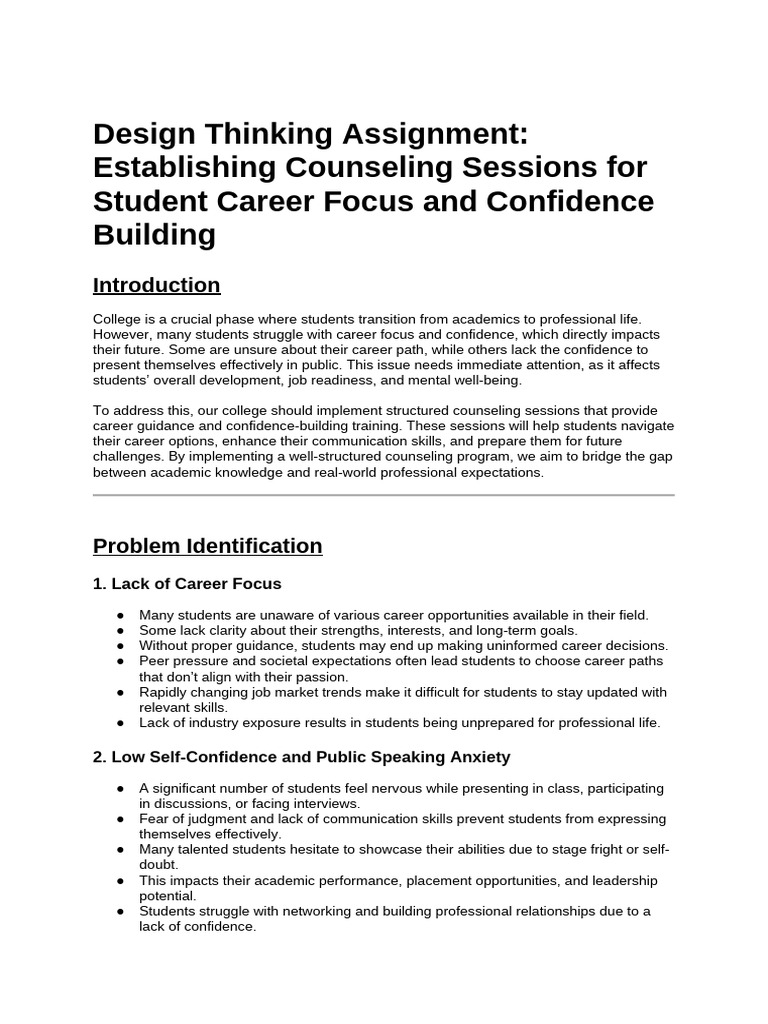 Counseling for Student Career Confidence | PDF | Mentorship | Psychotherapy