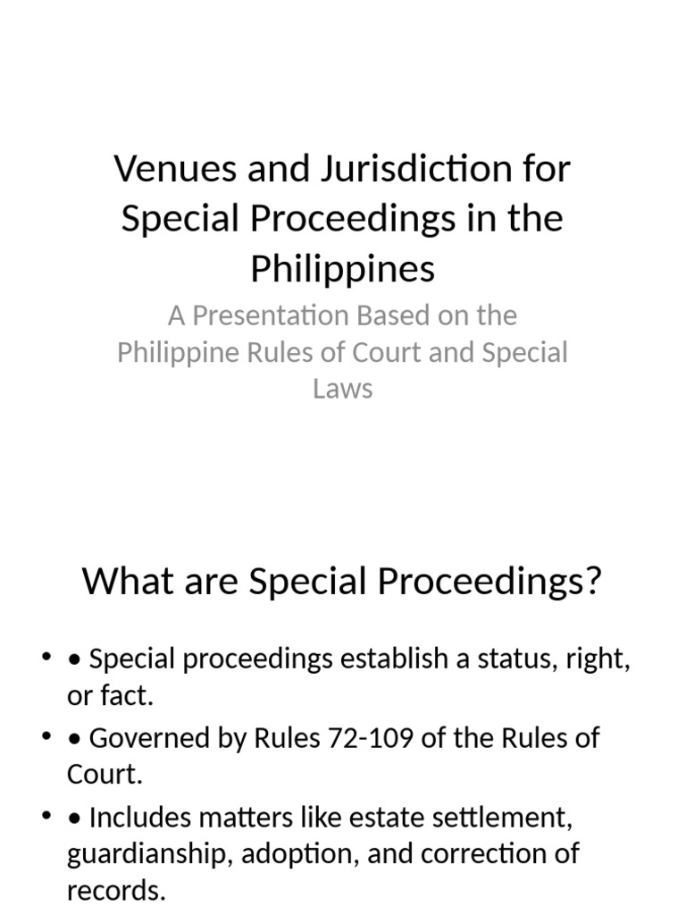 Special Proceedings Venue in Philippines | PDF | Annulment | Habeas Corpus