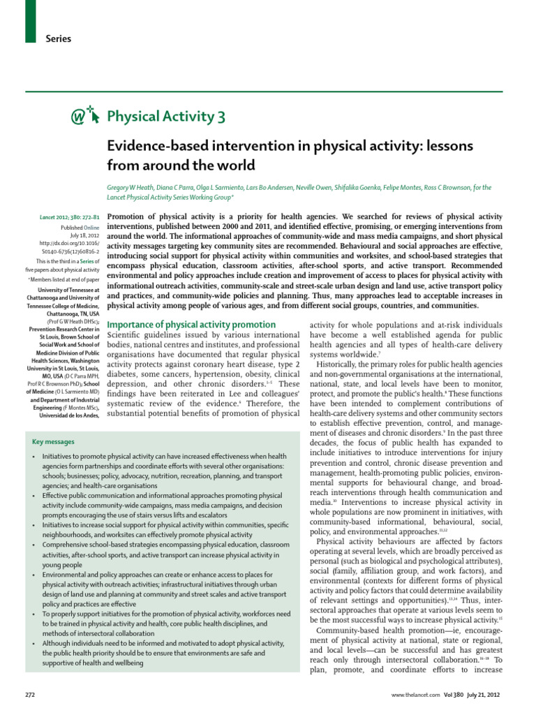 Global Strategies for Promoting Physical Activity | PDF | Systematic ...