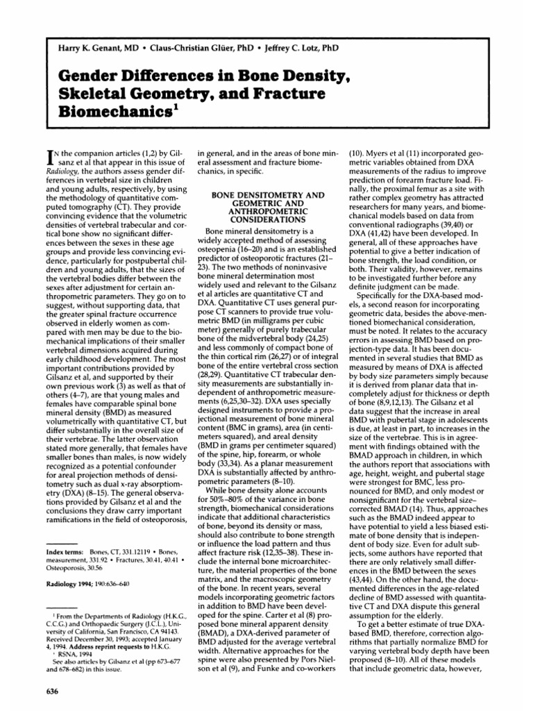 Gender Differences in Bone Density and Fracture Risk | PDF ...