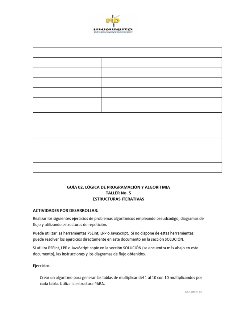 Taller de Algoritmos y Estructuras Iterativas | PDF | Algoritmos ...