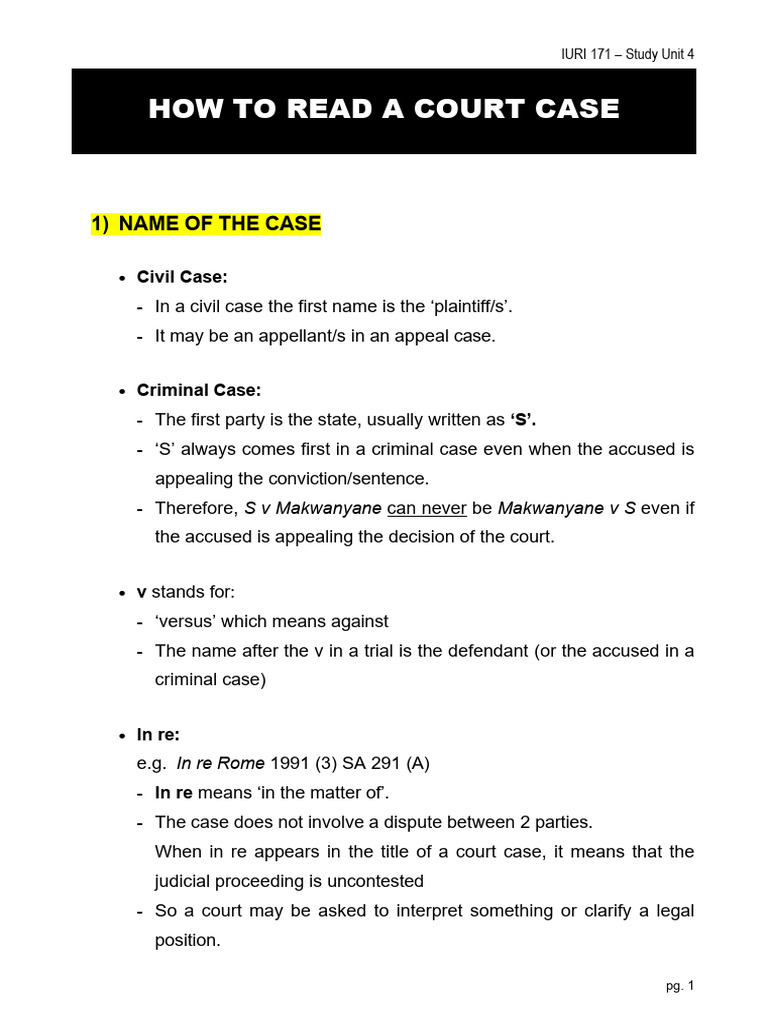 SU+4+-+How+to+read+a+court+case+ S+v+C+attached | PDF | Judgment (Law ...